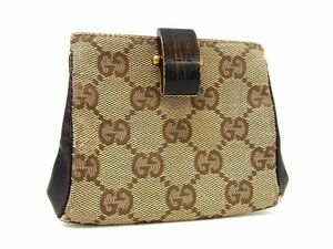 1円 GUCCI グッチ 06・22・0416 GG柄 GGキャンバス×レザー コインケース コインパース 小銭入れ ウォレット ブラウン系 FC2096