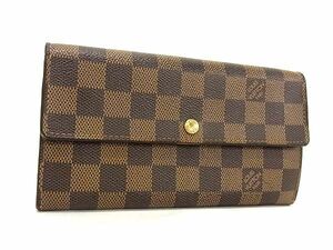 1円 LOUIS VUITTON ルイヴィトン N61726 ダミエ ポルトフォイユ サラ 二つ折り 長財布 ウォレット レディース メンズ ブラウン系 BF7039