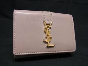 1円 YVESSAINTLAURENT イヴサンローラン カサンドラ レザー 三つ折り 財布 ウォレット レディース ピンクベージュ系 AW5729