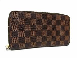 1円 LOUIS VUITTON ルイヴィトン N60015 ダミエ ジッピーウォレット ラウンドファスナー 長財布 ウォレット 札入れ ブラウン系 FC4550