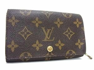 1円 LOUIS VUITTON ルイヴィトン M61730 モノグラム ポルトモネビエ トレゾール 二つ折り 財布 ウォレット ブラウン系 BF7056