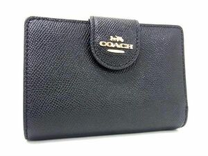 1円 ■極美品■ COACH コーチ レザー 二つ折り 財布 ウォレット 小銭入れ 札入れ メンズ レディース ブラック系 AW5673