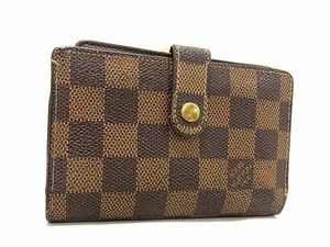 1円 LOUIS VUITTON ルイヴィトン N61663 ダミエ ポルトフォイユ ヴィエノワ がま口 二つ折り 財布 ウォレット ブラウン系 FB0378