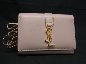 1円 ■美品■ YVESSAINTLAURENT イヴサンローラン カサンドラ レザー 6連 キーケース 鍵入れ レディース ベージュ系 AW5730