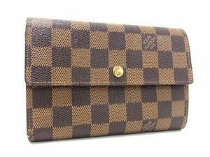 1円 LOUIS VUITTON ルイヴィトン N61202 ダミエ ポルトトレゾール エテュイ パピエ 三つ折り 財布 ウォレット メンズ ブラウン系 AW5699