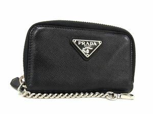 1円 ■美品■ PRADA プラダ サフィアーノレザー キーケース 鍵入れ レディース メンズ ブラック系 FB0286