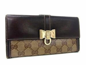 1円 GUCCI グッチ 181641 4276 インターロッキングG PVC 二つ折り 長財布 ウォレット 札入れ 小銭入れ カード入れ ベージュ系 AX4687