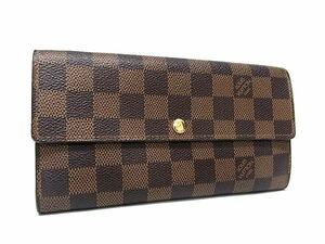 1円 ■美品■ LOUIS VUITTON ルイヴィトン N61734 ダミエ ポルトフォイユサラ 二つ折り 長財布 ウォレット 札入れ ブラウン系 FC4547