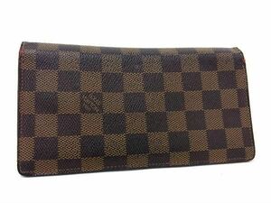 1円 LOUIS VUITTON ルイヴィトン N60017 ダミエ ポルトフォイユ ブラザ 二つ折り 長財布 ウォレット ブラウン系 BF7047