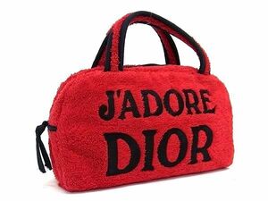 1円 ■美品■ ChristianDior クリスチャンディオール パイル ハンドバッグ トートバッグ レディース レッド系×ブラック系 FC2944