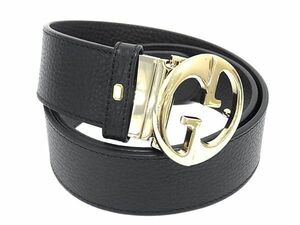 1円 ■新品同様■ GUCCI グッチ 450000 レザー リバーシブル ゴールド金具 ベルト 表記サイズ 85・34 ブラック系×ブラウン系 FC4429