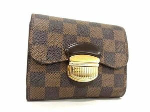 1円 LOUIS VUITTON ルイヴィトン N60034 ダミエ ポルトフォイユ ジョイ 三つ折り 財布 ウォレット ブラウン系 FC2266