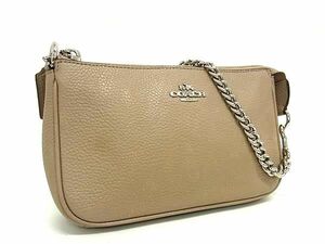 1円 ■極美品■ COACH コーチ レザー チェーン ワンショルダーバッグ 肩掛けかばん レディース ベージュ系 AW6675