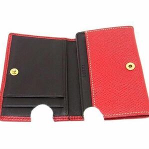 1円 ■美品■ LOEWE ロエベ アナグラム レザー カードケース カード入れ 名刺入れ レディース メンズ レッド系 AW5893の画像3