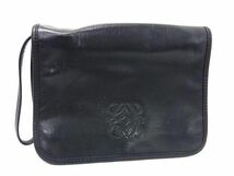 1円 ■美品■ LOEWE ロエベ アナグラム レザー クラッチバッグ セカンドバッグ レディース メンズ ブラック系 FC2434_画像1