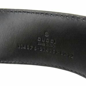 1円 ■極美品■ GUCCI グッチ 114876 インターロッキングG グッチシマ レザー ゴールド金具 ベルト サイズ：80・32 ブラック系 FC3469の画像4