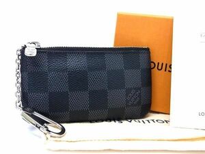 1円 ■美品■ LOUIS VUITTON ルイヴィトン N60155 ダミエグラフィット ポシェット クレ キーリング付 コインケース ブラック系 AX4362