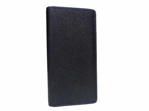 1円 ■美品■ LOUIS VUITTON ルイヴィトン M30558 タイガ ポルトフォイユ ブラザ 二つ折り 長財布 ウォレット ブラック系 AW4187