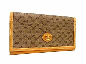 1円 ■美品■ GUCCI グッチ 035 150 0911 オールドグッチ ヴィンテージ マイクロGG PVC 二つ折り 長財布 ウォレット ブラウン系 FB0290