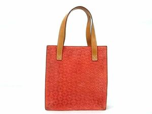 1円 ■美品■ CELINE セリーヌ Cマカダム ベロア ハンドバッグ トートバッグ レディース オレンジ系 FC3315