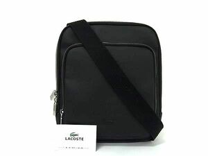 1円 ■美品■ LACOSTE ラコステ PVC ショルダーバッグ クロスボディ 斜め掛け メンズ ブラック系 FC3313