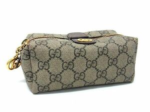 1円 GUCCI グッチ 548394 2067 GG柄 PVC×レザー ポーチ マルチケース 小物入れ レディース ブラウン系 FC4133