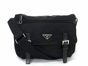 1円 ■美品■ PRADA プラダ テスートナイロン クロスボディ ショルダーバッグ 斜め掛けかばん レディース メンズ ブラック系 AW6808