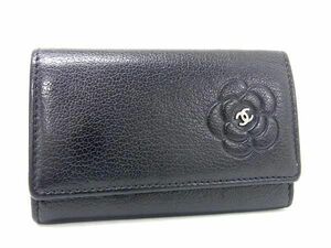 1円 ■美品■ CHANEL シャネル バタフライカメリア ココマーク レザー 6連キーケー ス 鍵入れ レディース ブラック系 AW5902