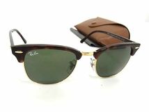 1円 ■極美品■ Ray-Ban レイバン RB 3016 CLUBMASTER W0366 クラブマスター サングラス メガネ 眼鏡 ブラウン系 AW6254_画像1