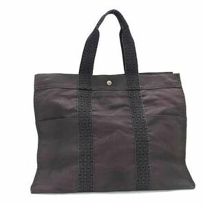 1円 ■極美品■ HERMES エルメス エールラインGM キャンバス シルバー金具 トートバッグ ハンドバッグ グレー系 FC4597の画像1