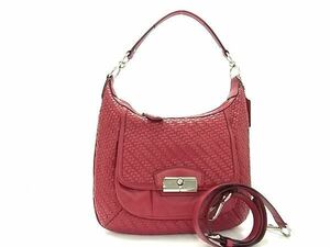 1円 ■極美品■ COACH コーチ 19314 レザー 2WAY クロスボディ ショルダー ハンドバッグ 斜め掛け レディース レッド系 BJ2022