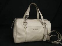 1円 ■極美品■ COACH コーチ F26121 サッチェル レザー タッセル 2WAY クロスボディ ショルダー ハンドバッグ アイボリー系 BJ2019_画像1