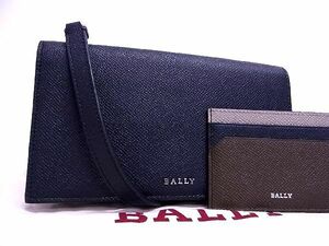 1円 ■新品■未使用■ BALLY バリー レザー 2WAY ショルダーバッグ ポシェット クラッチ 手持ち 肩掛け 斜め掛けかばん ネイビー系 AD7356