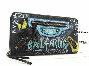 1円 BALENCIAGA バレンシアガ 253036 クラシック コンチネンタル グラフィテレザー ラウンドファスナー 長財布 ウォレット BF6934