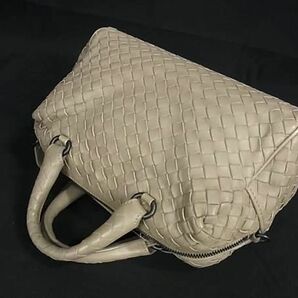 1円 BOTTEGA VENETA ボッテガヴェネタ イントレチャート レザー 2WAY クロスボディ ハンドバッグ ショルダー グレージュ系 AX5440の画像3