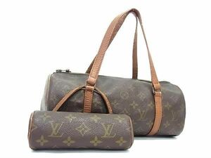 1円 LOUIS VUITTON ルイヴィトン M51365 モノグラム パピヨン30 ポーチ付き 円筒型 ハンドバッグ トート レディース ブラウン系 BJ1958