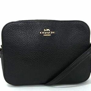 1円 ■美品■ COACH コーチ 87734 レザー ショルダーバッグ ポシェット ミニバッグ 斜め掛けかばん レディース ブラック系 BJ2061の画像1