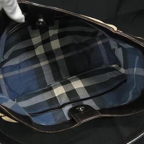 1円 ■美品■ BURBERRY バーバリー ストロー×レザー ワンショルダーバッグ 肩掛けかばん レディース ベージュ系×ブラウン系 FC4715の画像5