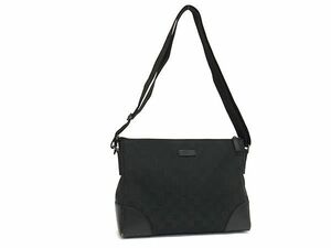 1円 ■極美品■ GUCCI グッチ 114273 001998 GG柄 GGキャンバス ショルダーバッグ クロスボディ レディース メンズ ブラック系 FA3979