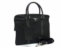 1円 ■美品■ PRADA プラダ テスートナイロン×レザー 2WAY ハンドバッグ ビジネスバッグ ショルダー 書類かばん ブラック系 FA3974_画像1