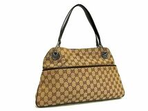 1円 ■美品■ GUCCI グッチ 121023 GG柄 GGキャンバス×レザー トートバッグ ハンドバッグ レディース ブラウン系 FA3954_画像1