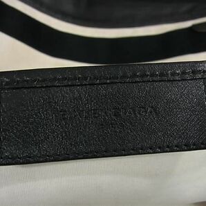 1円 BALENCIAGA バレンシアガ 339936 ネイビーカバス キャンバス ポーチ付き ハンドバッグ トート ショルダー アイボリー系 BF5535の画像6