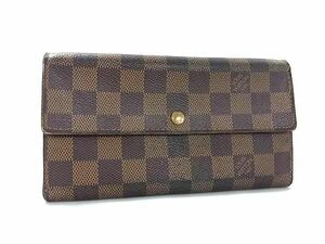 1円 LOUIS VUITTON ルイヴィトン N61726 ポルトフォイユ サラ ダミエ 二つ折り 長財布 ウォレット レディース メンズ ブラウン系 FB0216