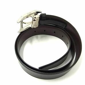 1円 ■極美品■ Cartier カルティエ サントス レザー リバーシブル シルバー金具 ベルト ビジネス メンズ ブラック系×ブラウン系 FC3898の画像2