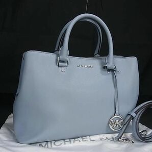 1円 ■美品■ MICHAEL KORS マイケルコース レザー 2WAY トートバッグ ショルダー 斜め掛けかばん レディース ライトブルー系 AW7176の画像1