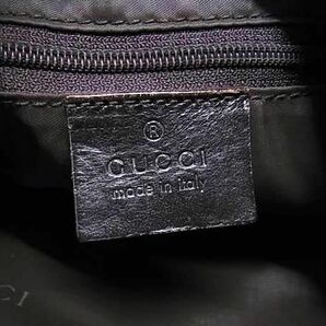 1円 GUCCI グッチ 001 1638 バンブー キャンバス×レザー 2WAY ハンドバッグ ショルダー 斜め掛け ダークグリーン系×ブラック系 BI1692の画像6