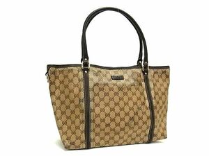 1円 GUCCI グッチ 265695 213048 GG柄 PVC×レザー ハンドバッグ トートバッグ レディース メンズ ブラウン系 BJ2194