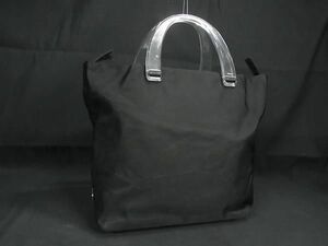 1円 ■美品■ PRADA プラダ テスートナイロン プラスチックハンドル ハンドバッグ トート レディース ブラック系 BI1710