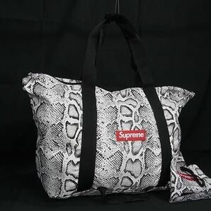 1円 ■美品■ Supreme シュプリーム ナイロン ハンドバッグ トートバッグ エコバッグ レディース メンズ ホワイト系×ブラック系 FA5130の画像1