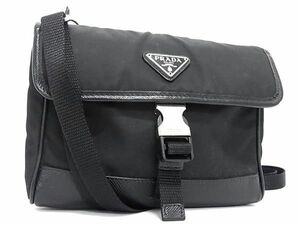 1円 ■美品■ PRADA プラダ テスートナイロン クロスボディ ショルダーバッグ メンズ レディース ブラック系 FA4006